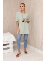 Oversized halenka s přívěskem světlá máta Oversized halenka s přívěskem světlá máta