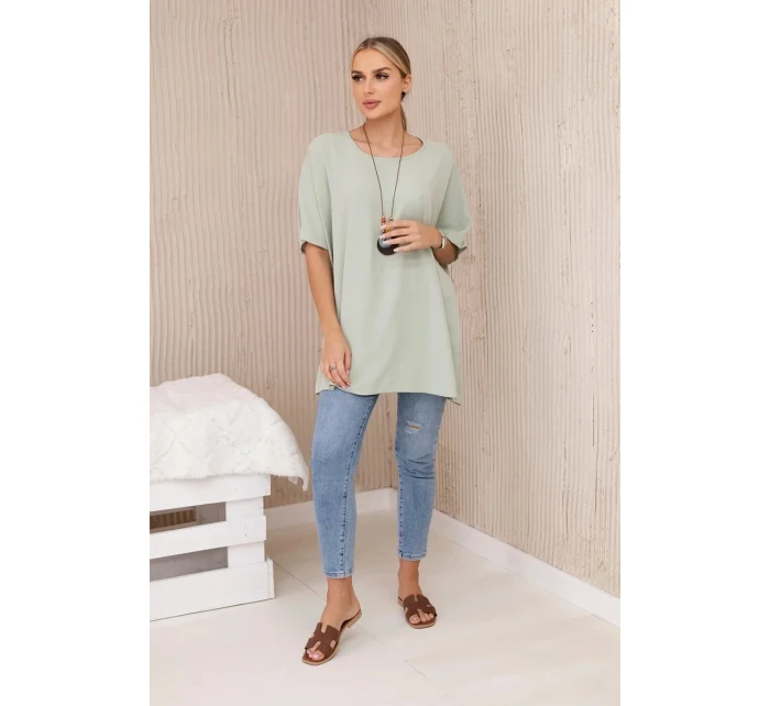 Oversized halenka s přívěskem světlá máta Oversized halenka s přívěskem světlá máta