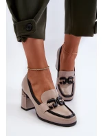 Dámské polobotky na podpatku béžové D&A model 21655949 - S.Barski