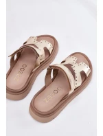 Dámské Pantofle Z Přírodní Kůže Na Platformě Zazoo 40440 Zlaté Dámské Pantofle Z Přírodní Kůže Na Platformě Zazoo 40440 Zlaté