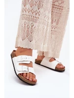 Dámské Pantofle Na Korkové Platformě S Přezkou Bílé model 21699941 - Boto