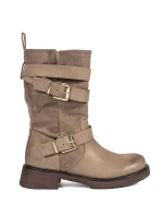 Trendy hnědé dámské kotníčkové boty na širokém podpatku Trendy hnědé dámské kotníčkové boty na širokém podpatku