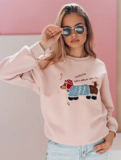 Dámská oversize mikina s výšivkou DOGSWEETY růžová FashionStreet BY1482