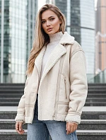 FashionStreet béžová dámská bunda z ovčí kůže ramones TY5245z