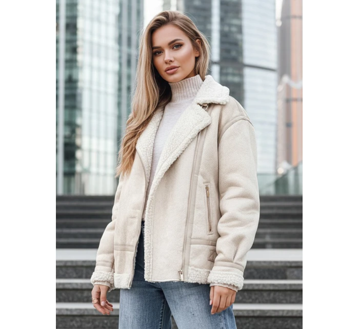 Dámská bunda z ovčí kůže ramones beige Dstreet model 21995333 - FashionStreet