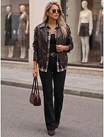 Jeansy damskie z wysokim stanem i paskiem czarne model 22365053 - FashionStreet