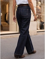 damskie wide leg z wysokim stanem i paskiem granatowe model 22358248 - FashionStreet damskie wide leg z wysokim stanem i paskiem granatowe model 22358248 - FashionStreet