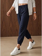 Dámské jogger kalhoty s gumou v pase, tmavě modré, FashionStreet UY3166 Dámské jogger kalhoty s gumou v pase, tmavě modré, FashionStreet UY3166