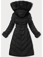Černá dámská zimní bunda s páskem model 21246680 - J.STYLE Černá dámská zimní bunda s páskem model 21246680 - J.STYLE