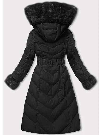 Černá dámská zimní bunda s páskem model 21246680 - J.STYLE Černá dámská zimní bunda s páskem model 21246680 - J.STYLE