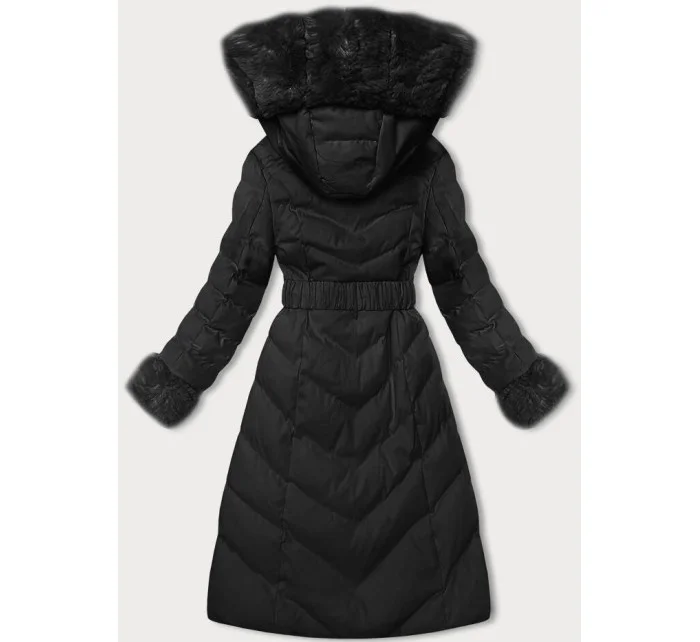 Černá dámská zimní bunda s opaskem (5M3156-392) Černá dámská zimní bunda s opaskem (5M3156-392)