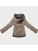 Tmavě béžová krátká volná dámská bunda s panteřím motivem Miss model 21035928 - Miss TiTi Tmavě béžová krátká volná dámská bunda s panteřím motivem Miss model 21035928 - Miss TiTi