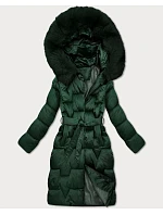 Tmavě zelená dámská zimní bunda s páskem model 21439650 - S'WEST Tmavě zelená dámská zimní bunda s páskem model 21439650 - S'WEST