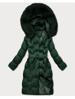 Tmavě zelená dámská zimní bunda s páskem model 21439650 - S'WEST