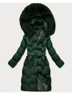 Tmavě zelená dámská zimní bunda s páskem model 21439650 - S'WEST