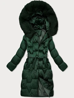 Tmavě zelená dámská zimní bunda s páskem model 21439650 - S'WEST