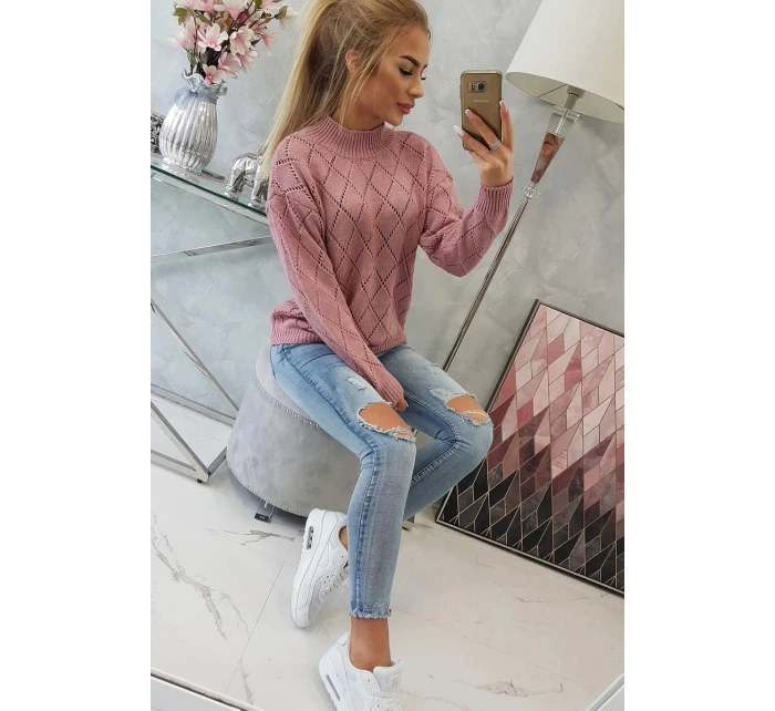 Poloviční rolák s diamantovým vzorem tmavě růžový Poloviční rolák s diamantovým vzorem tmavě růžový