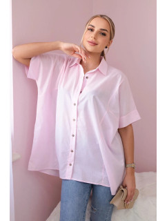 Bavlněná košile s krátkým rukávem pudrově růžová