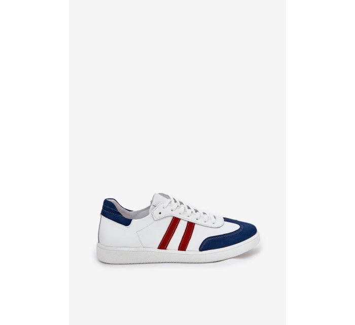 Zazoo N1068 Kožené Nízké Tenisky Dámské Bílá-Námořnická Modrá Zazoo N1068 Kožené Nízké Tenisky Dámské Bílá-Námořnická Modrá