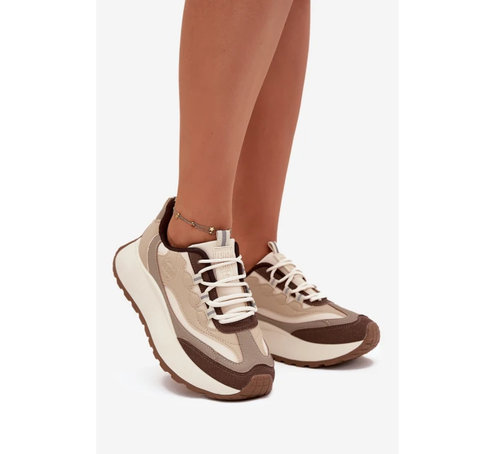 Dámské sneakers na platformě Big Star SS274002 HI-POLY SYSTEM Béžové Dámské sneakers na platformě Big Star SS274002 HI-POLY SYSTEM Béžové