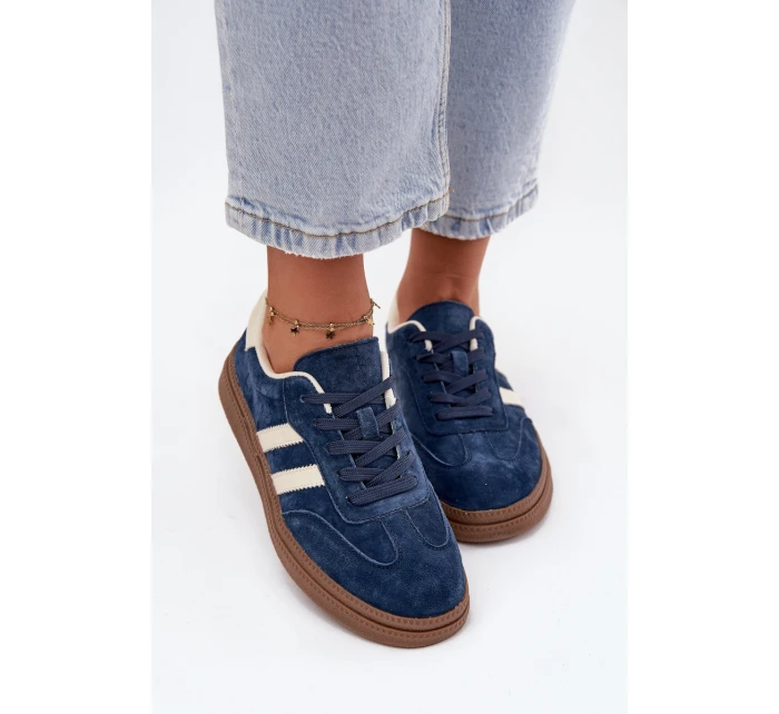 Dámské semišové tenisky na platformě tmavě modré Sylviona