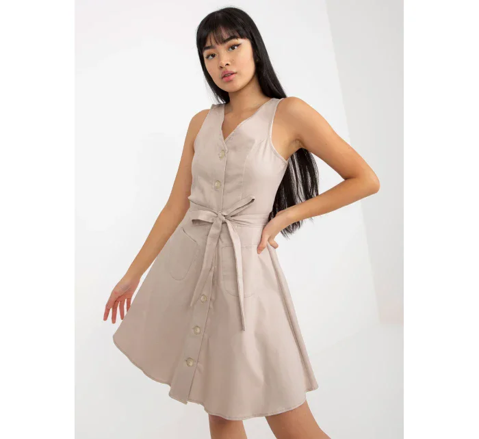 Dámské šaty LK SK béžová model 18116344 - FPrice Dámské šaty LK SK béžová model 18116344 - FPrice