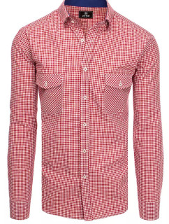 Pánská červeno -bílá kostkovaná košile Dstreet DX2122