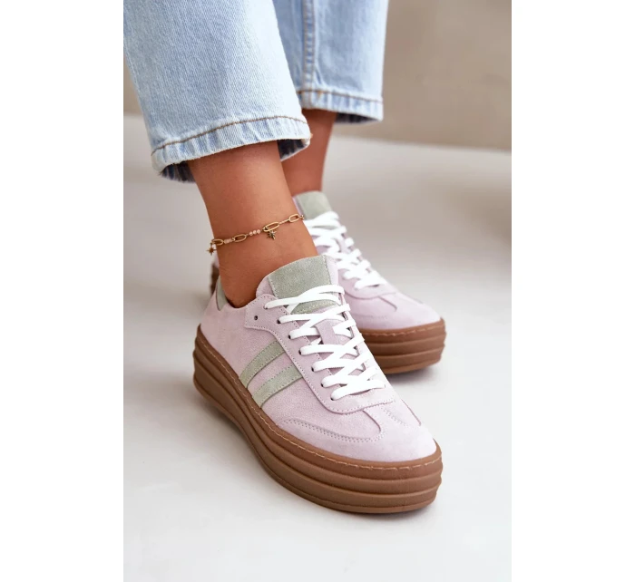 Dámské Semišové Tenisky Na Platformě Fialové Zazoo