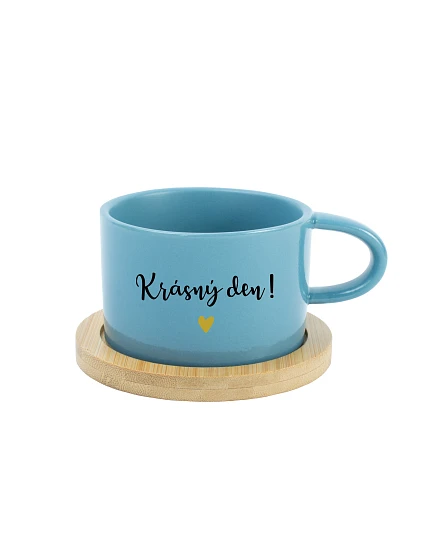 KRÁSNÝ DEN! - modrý hrníček makronka 200 ml KRÁSNÝ DEN! - modrý hrníček makronka 200 ml