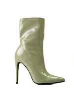 Moderní zelené  kotníčkové boty dámské na jehlovém podpatku