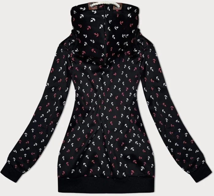 Černá hrubší mikina se zipem a se vzorem model 21310430 - 6&8 Fashion