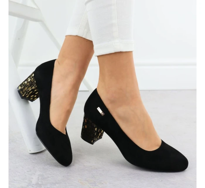 Sergio Leone W SK314D černé semišové lodičky na podpatku