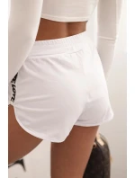 Dámské bavlněné šortky s elastickým pasem a sportovním lemem bílá Dámské bavlněné šortky s elastickým pasem a sportovním lemem bílá