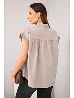 Dámská bavlněná košilová halenka s krajkou a krátkým rukávem fango