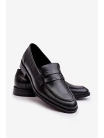 Mužské kožené polobotky Loafersy Zazoo 1570/1 Černé