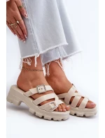 Dámské Žabky Na Nízkém Podpatku  Bežové model 21661805 - Zaxy