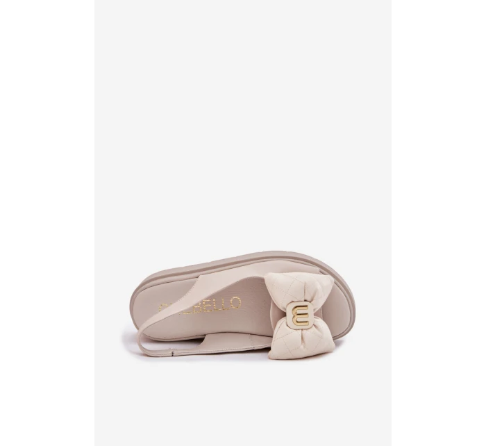 Dámské Kožené Sandály Na Platformě S Mašlí model 21701869 Béžové - CheBello