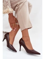 Dámské lodičky z eko kůže čokoládové model 21711403 - Boto Dámské lodičky z eko kůže čokoládové model 21711403 - Boto