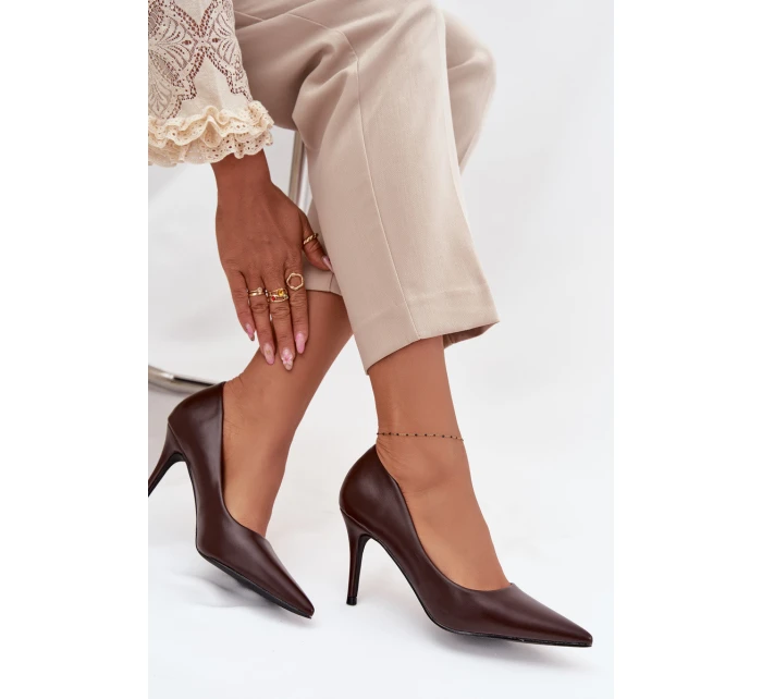 Dámské lodičky z eko kůže čokoládové model 21711403 - Boto Dámské lodičky z eko kůže čokoládové model 21711403 - Boto