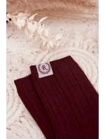 Bavlněné ponožky s pruhy dámské bordó