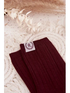 Bavlněné ponožky s pruhy dámské bordó