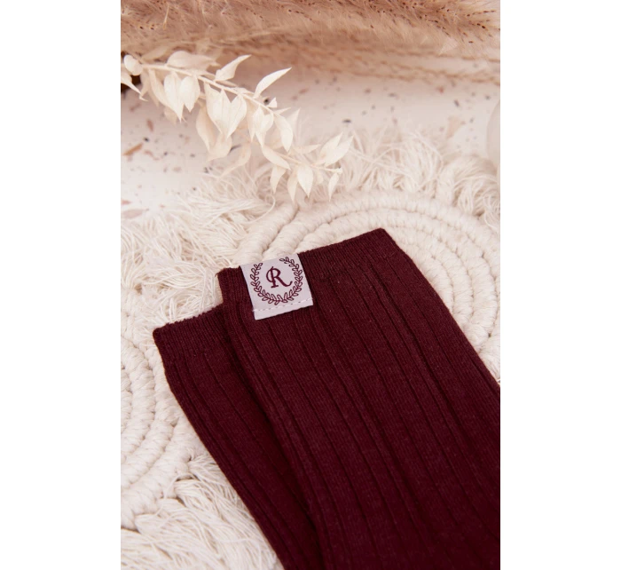 Bavlněné ponožky s pruhy dámské bordó