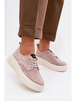 Semišové dámské polobotky na platformě Vinceza 79605 béžové