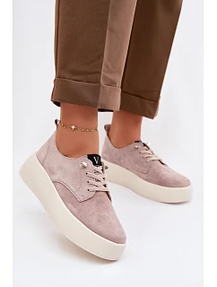 Semišové dámské polobotky na platformě Vinceza 79605 béžové