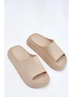Dámské pěnové pantofle na platformě – béžové