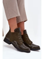 Dámské lakované botky Vinceza – s dekorativním ražením, tmavě zelené Dámské lakované botky Vinceza – s dekorativním ražením, tmavě zelené