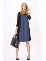 Dámské šaty volný střih 3/4 rukáv i pro středně dlouhé grafitové Černá model 15042431 - BeYou Dámské šaty volný střih 3/4 rukáv i pro středně dlouhé grafitové Černá model 15042431 - BeYou