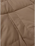 Béžová krátká dámská zimní bunda se stahovacími lemy model 21248163 - S'WEST Béžová krátká dámská zimní bunda se stahovacími lemy model 21248163 - S'WEST