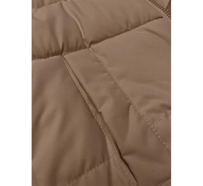 Béžová krátká dámská zimní bunda se stahovacími lemy model 21248163 - S'WEST Béžová krátká dámská zimní bunda se stahovacími lemy model 21248163 - S'WEST