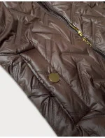 Dámská bunda v čokoládové barvě pro přechodné období s kožešinovou podšívkou model 21248337 - S'WEST Dámská bunda v čokoládové barvě pro přechodné období s kožešinovou podšívkou model 21248337 - S'WEST